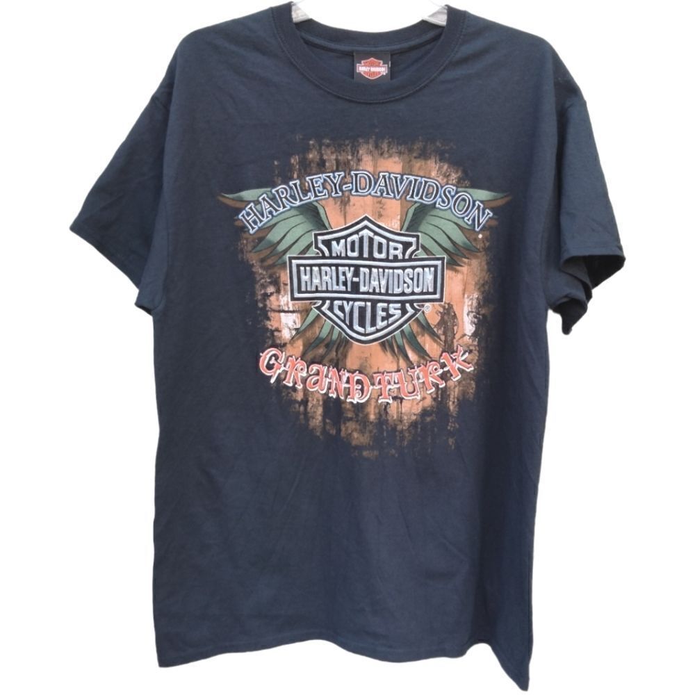 Harley Davidson Grand Turk Men's Tee Shirt Size L Black Short Sleeve